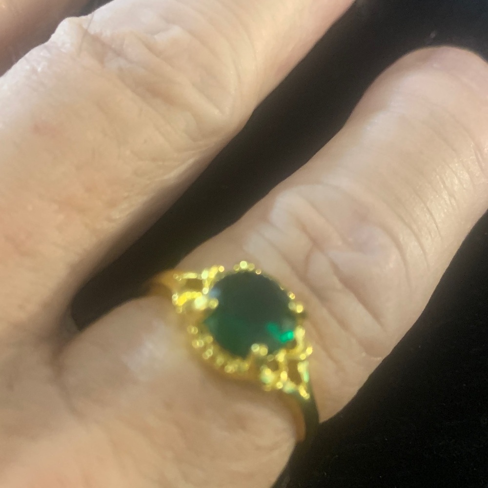 Elegant Gold and Green Ring Bogo